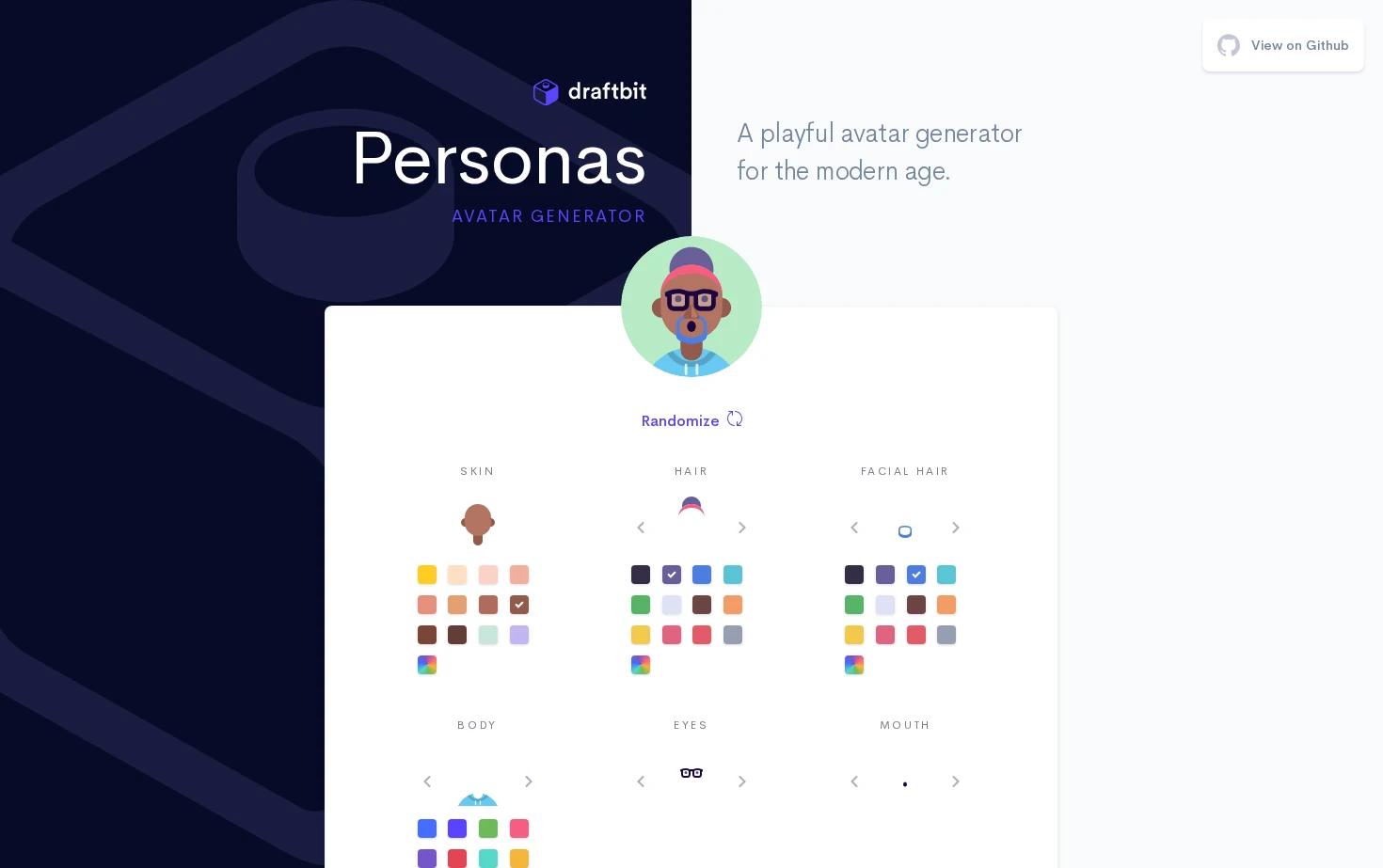 Personas by Draftbit 页面快照